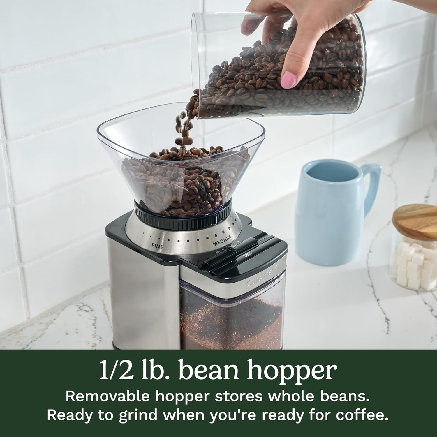 electric-burr-coffee-grinder-18-position-selector-4-18-cups-flat-burr-coffee-bean-grinder-with-18-options-fine-to-coarse-removeable-easy-to-clean-8-oz-bean-hopper-dbm-8p1