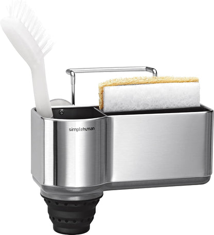 Simplehuman Sink Caddy, Sponge Holder for Kitchen Sink with Compartment Dividers, 4 Suction Cups & Wire Ledge Hanger for Secure Mount, Vented Base for Fast Drying, Brushed Stainless Steel1