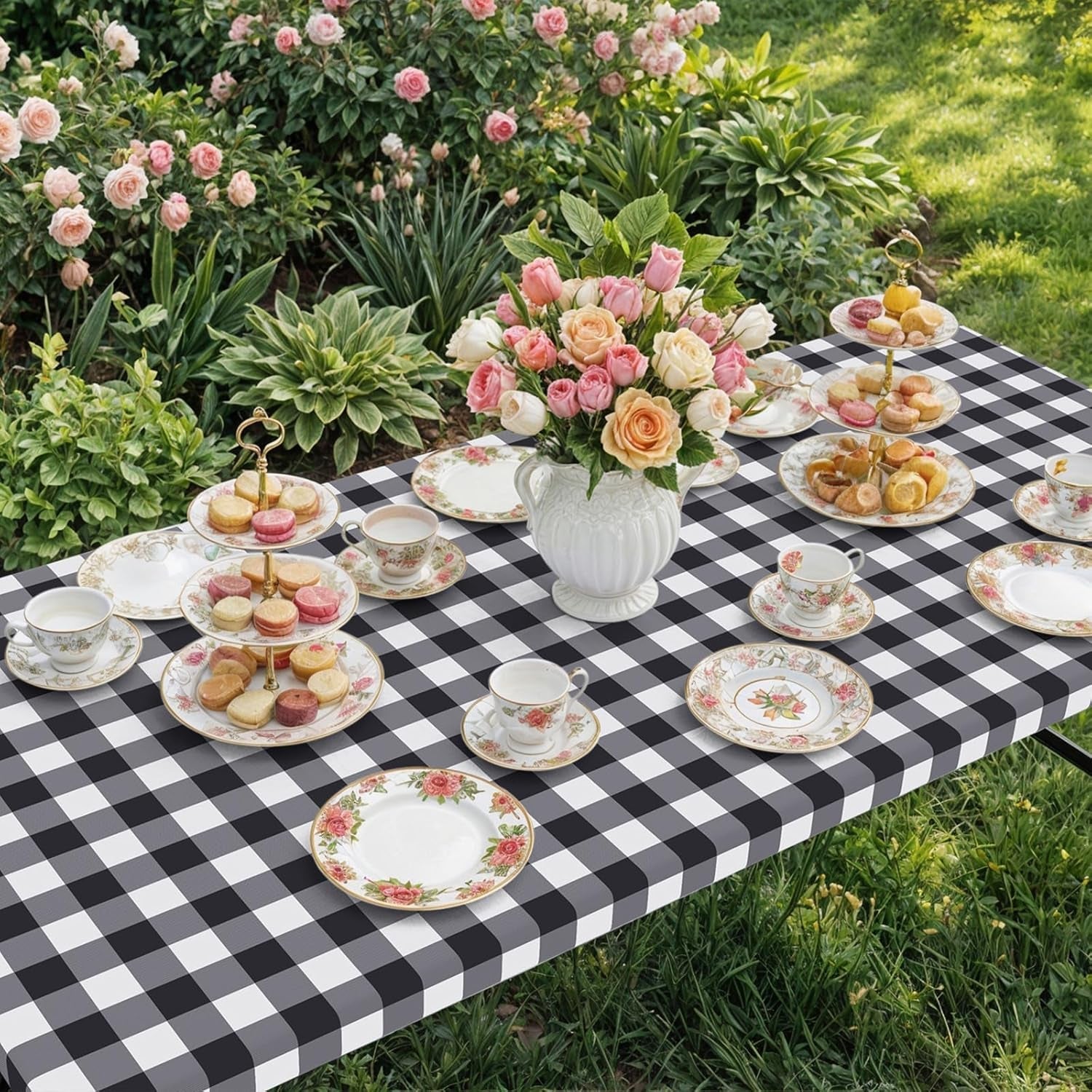 6-foot-picnic-table-cloth-flannel-backed-fitted-vinyl-tablecloths-waterproof-elastic-rectangle-tablecloth-buffalo-plaid-table-covers-for-dining-camping-outdoor-black-and-white-30-x-72