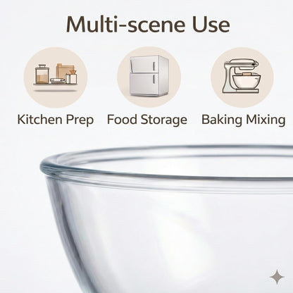 4.9 Quart Large Glass Mixing Bowl with Lid, Clear Glass Bowl for Bread Dough Mixing, Bread Making, Salad Serving, Food Prep & Storage5