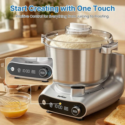 Electric Dough Mixer, Stand Mixer with Meat Grinder, Juicer | 4-In-1 Multifunctional Stand Mixer with Salad Maker 5.3QT Dough Mixer with Fermentation and Stainless Steel Bowl Home Kitchen4