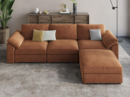 Brown Sectional Modular Sofa,Comfortable Oversized L Shape Sectional Couch Wide Deep Seat Sectional Sofa6