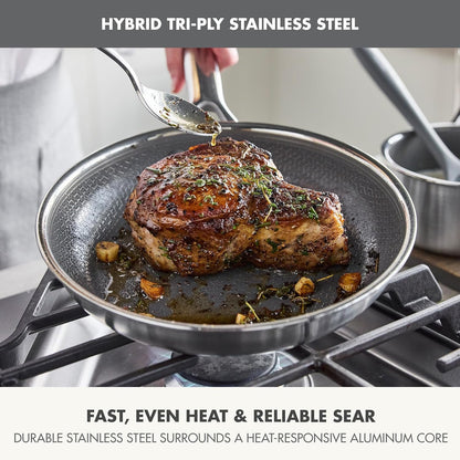 Hybrid 6 Piece (8",10" & 12") Stainless Steel Skillets with Lids | APEX Tri-Ply Frying Pans, Pfas-Free Nonstick, Induction & All Cooktop Compatible, Dishwasher & Oven Safe to 850F, Silver6