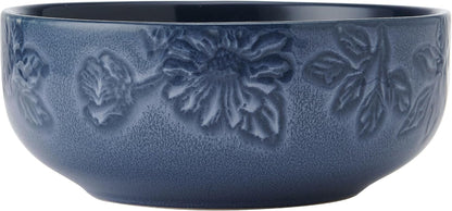 Paltzgraff Garden Elegance 12 Piece Floral Stoneware Dinnerware Plate Bowl Dish Set, Service for 4, Blue9