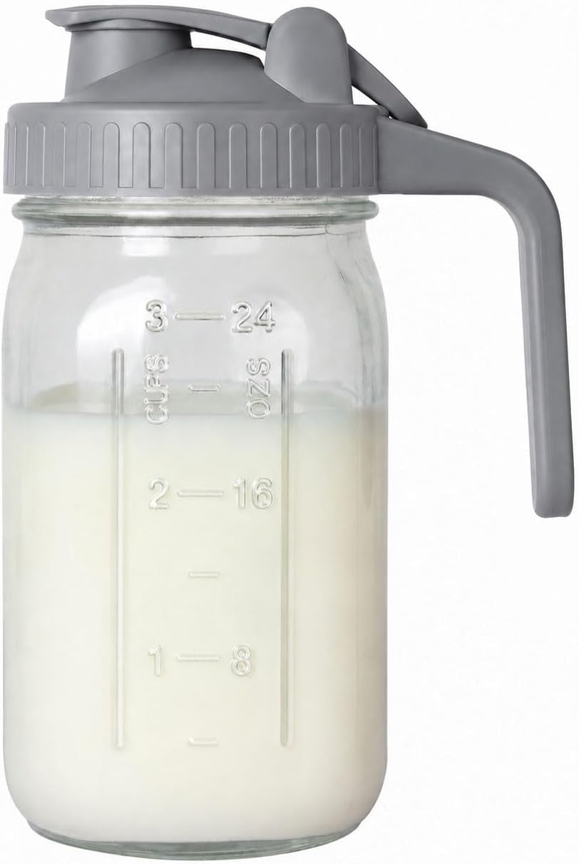 32-oz-breast-milk-pitcher-glass-mason-jar-pitcher-with-lid-airtight-leak-proof-wide-mouth-pour-spout-lid-thick-glass-fridge-safe-ergonomic-handle-easy-to-clean