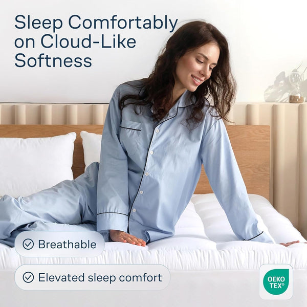 100% Cotton Top Cooling Mattress Topper - Queen Size | Cloud-Like Mattress Pad, Breathable, 20" Deep Pocket, Back Pain Relief, Perfect for Hot Sleepers, White2