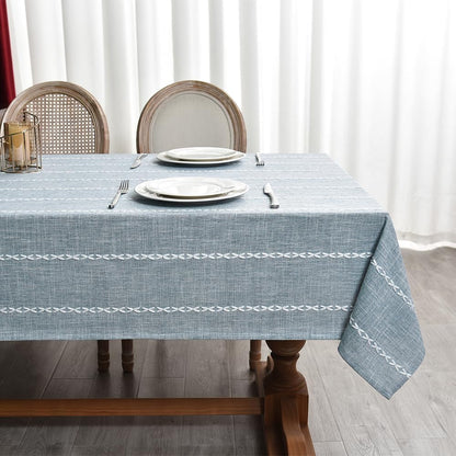 Blue and White Striped Tablecloth Linen Square Tablecloth 53X53 Inch9