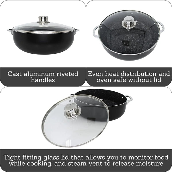 6.9 Qt Bistro Cera Aluminum Speckled Black Ceramic Caldero Oven Safe | for Family Meals and Traditional Cooking2