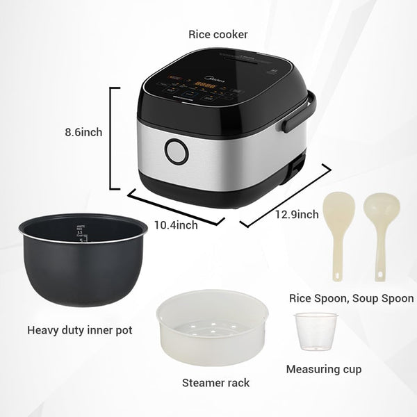 Midea 3L Rice Cooker with Steamer Basket, 6-Cup Uncooked Capacity, Induction Heating & Fuzzy Logic Technology, 24H Delay Start & Keep Warm, Non-Stick Inner Pot7