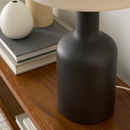 Home 22" Black Ceramic Table Lamp with Oatmeal Linen Shade for Modern Farmhouse, Bedside Lamp, Living Room Lamp, Small Accent Lamp for Dining Room4