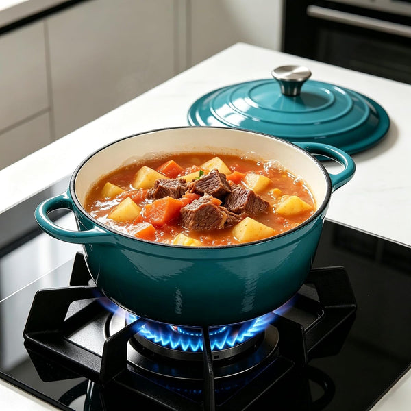Enameled Cast Iron Dutch Oven, Non Stick Casserole Pot with Lid (Peacock Blue, 4.5 Quarts)7