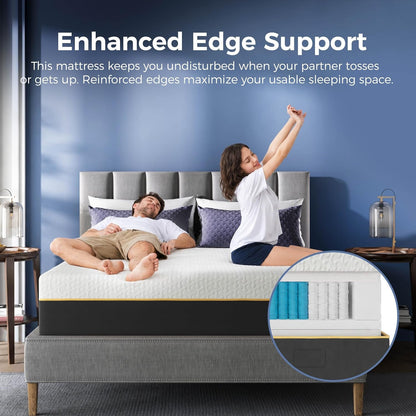 14 Inch Queen Mattress Cooling Gel Foam, 7 Zone Spring Support, Firm6