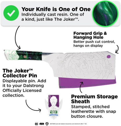 Professional Cleaver Knife - 7 Inch - the JOKER™ Edition Official License - 5 Layer 9CR18MOV Stainless Steel - Resin Handle - Chef'S Cooking Blade - Collection Item - Knife Sheath3