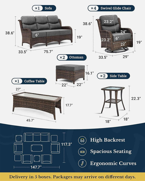 Luxury Outdoor Patio Furniture Set with 6-Inch Thick Cushions3