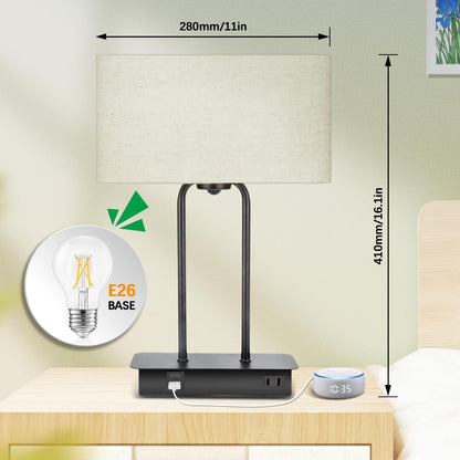 16’’ Table Lamp for Bedroom, Bedside Nightstand Lamp with LED Bulb6