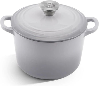 2.8 Quart Small Enameled Cast Iron Dutch Oven with Lid, 7.5-Inch Mini Cast Iron Pot for Sourdough Bread Baking & Soups, Gradient Gray Enamel Cocotte1