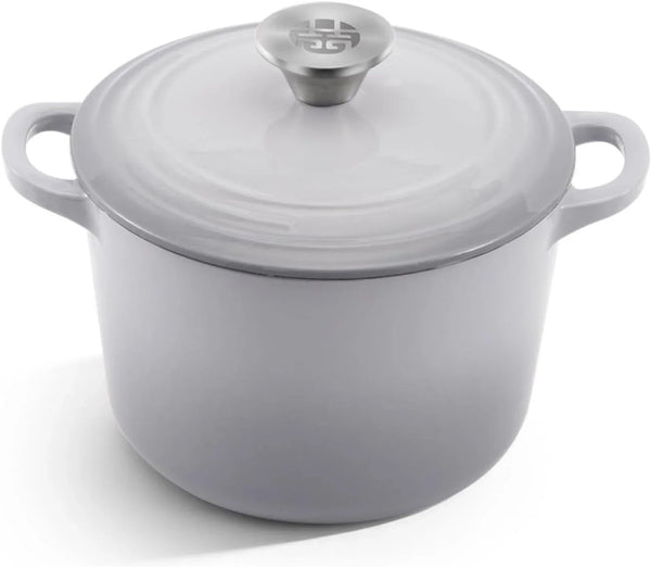2.8 Quart Small Enameled Cast Iron Dutch Oven with Lid, 7.5-Inch Mini Cast Iron Pot for Sourdough Bread Baking & Soups, Gradient Gray Enamel Cocotte1