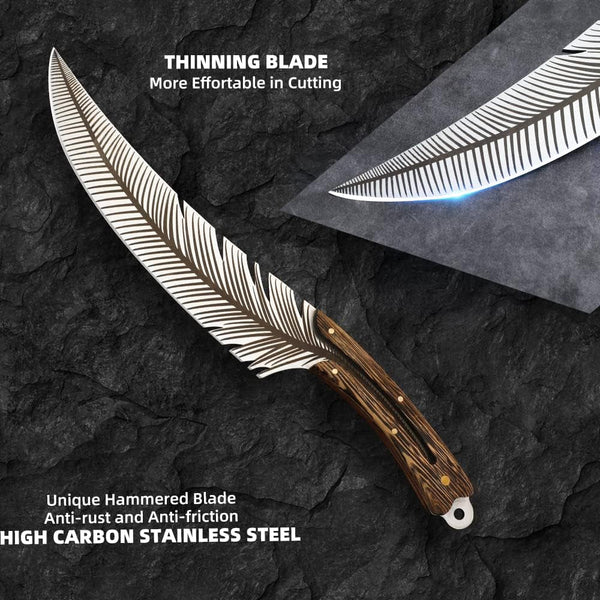 Feather Boning Knife with Sheath for Meat Cutting Cooking ,Hand Forged3