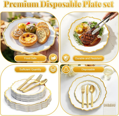 175 Piece Disposable Plastic Plates Dinnerware Set for 25 Guests6