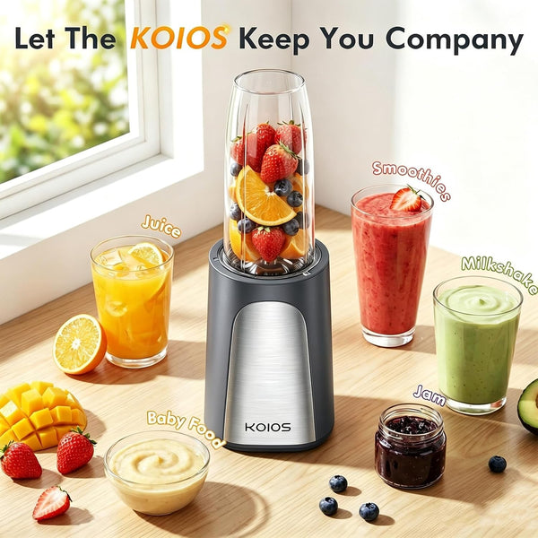1000W Smoothie Blender, 15-In-1 Single Serve Set, Press-Twist Design | Personal Blender & Kitchen Countertop Smoothie Maker with 2X24Oz+17Oz Cup, Detachable 4-Blade, Frozen Drinks, Grey7