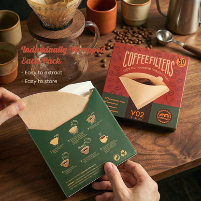 300Pcs Coffee Filters #2, Disposable Unbleached V60 Coffee Filter 2-4 Cup | 6 Individual Value Packs for Easy Storage, Compatible with Pour over Coffee Dripper, Drip Coffee Makers3