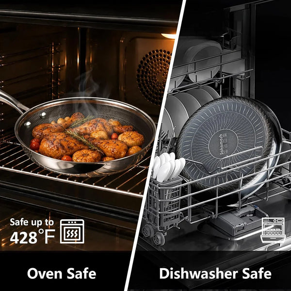 8" Hybrid Nonstick Frying Pan, Stainless Steel, Induction Safe | Pfas/Pfoa/Ptfe-Free Ceramic Pan, Dishwasher & Oven Safe, Stay-Cool Handle,Compatible with All Cooktops7