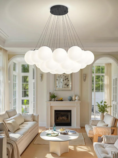 Modern Bubble Chandelier 19-Light White Glass Chandeliers Black2