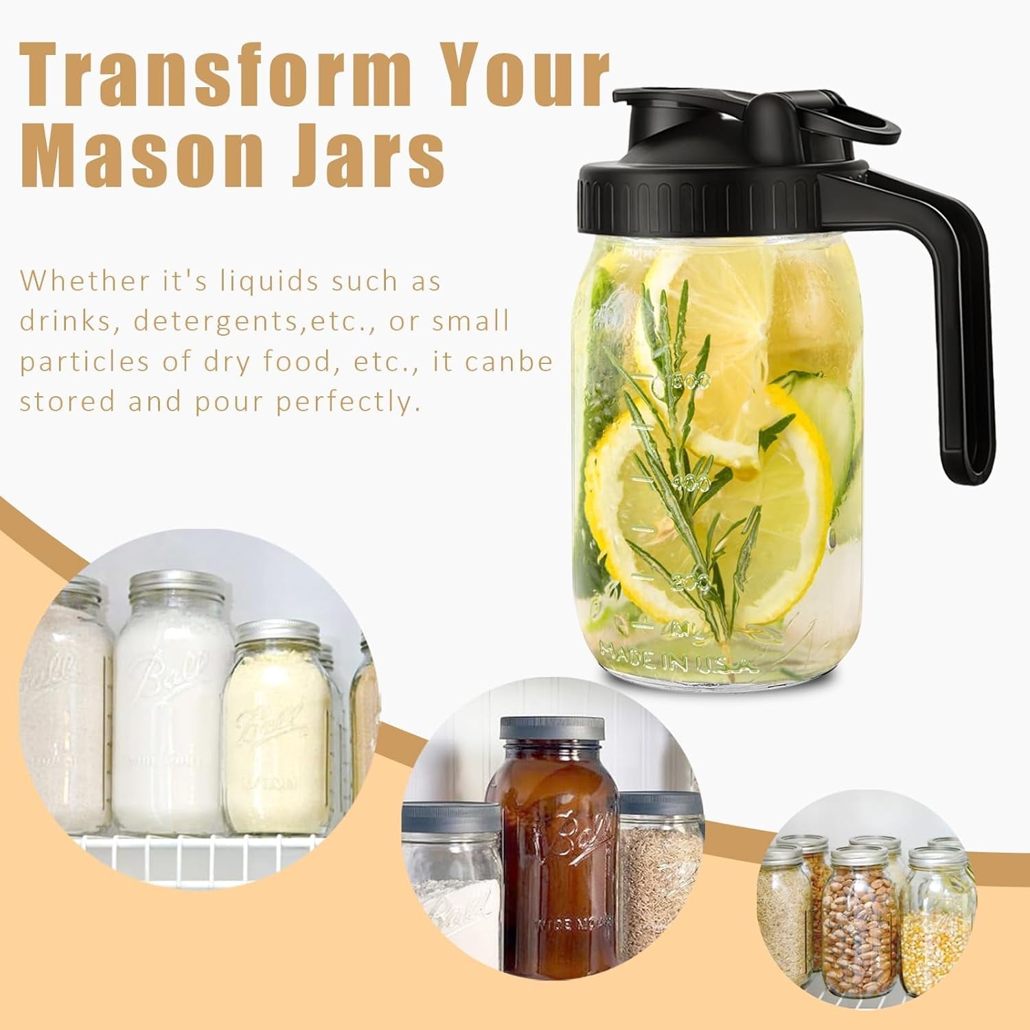 mason-jar-pour-spout-lid-for-wide-mouth-mason-jars-mason-jar-pitcher-flip-cap-airtight-handle-lid-leak-proof-seal-cover-pack-of-2
