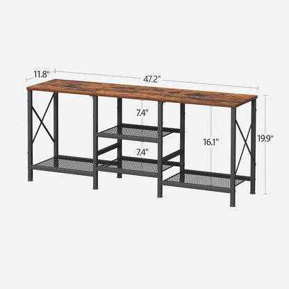 TV Stand for 55 Inch TV, Entertainment Center with 3-Tier Open Shelves, TV Console Table for Living Room, Bedroom, Rustic Brown3