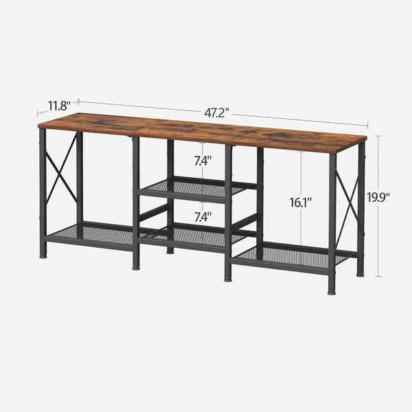 TV Stand for 55 Inch TV, Entertainment Center with 3-Tier Open Shelves, TV Console Table for Living Room, Bedroom, Rustic Brown3