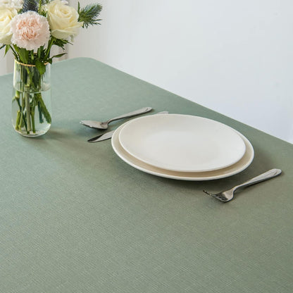 Rectangle Slubby Textured Tablecloth Waterproof Spillproof Wrinkle Free Table Cloth, Kitchen Dining Room Decoration, Fabric Table Cover for Holiday Party Dinner, 52 X 70 Inch, Sage Green3
