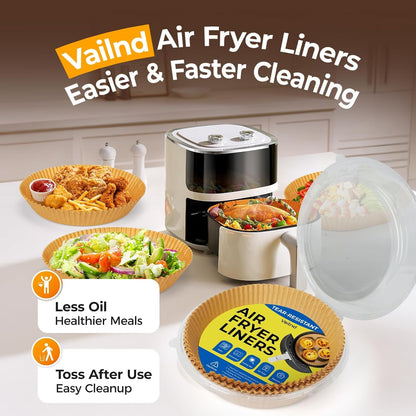205Pcs Air Fryer Liners Disposable, 8" round Airfryer Liners for 5-8 QT | Heavy-Duty Air Fryer Paper Liner for Ninja, Oil-Proof & Non-Stick Parchment Paper for Easy Cleanup, Baking, Microwave, Oven6