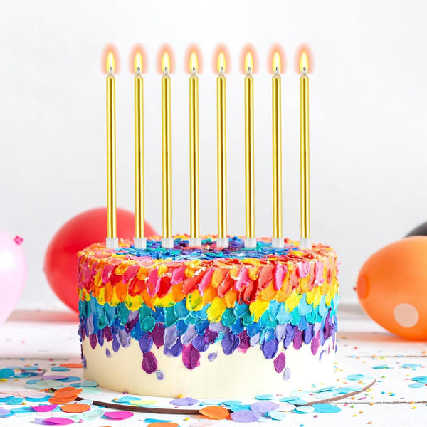 30-Count Gold Long Thin Metallic Birthday Candles, Cake Candles, Birthday Parties, Wedding Decorations, Party Candles, Cake Decorations5