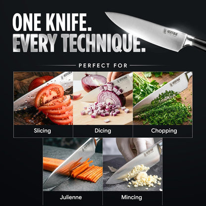 8 Inch Professional Chef Knife - Ultra Sharp German-Inspired Precision Blade High-Carbon Stainless Steel, Ergonomic Pakkawood Handle, Blade Guard and Gift Box for Home Cooks and Restaurants8