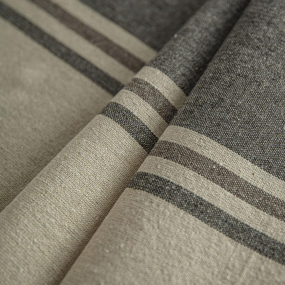 Burlap Cotton Linen Table Clothes Farmhouse Tablecloth Striped Picnic Table Cover Heavy Fabric Table Top Coffee Kitchen Decor Brown Rectangle 55"×84"(6-8 Seats)5