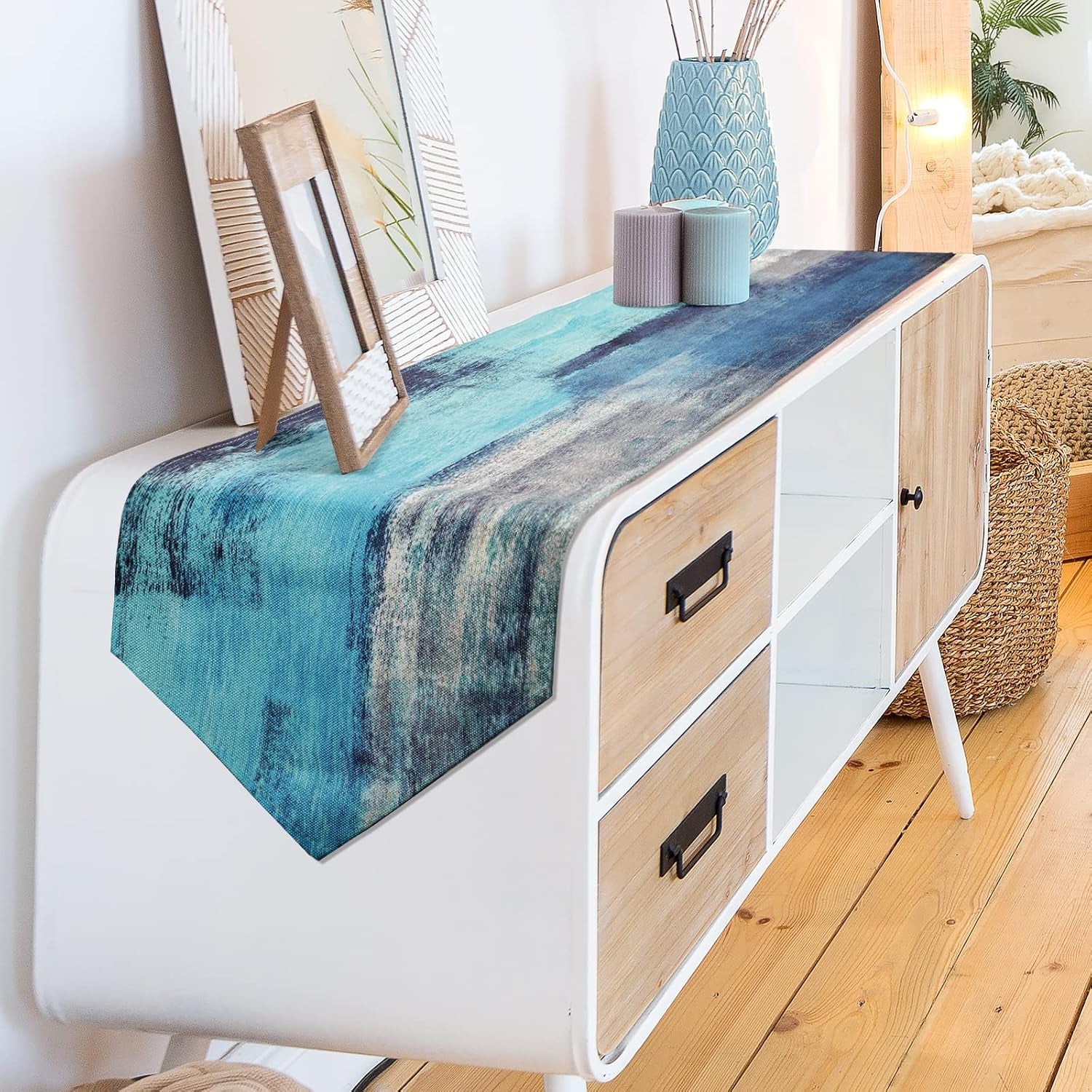 turquoise-and-grey-table-runner-teal-abstract-modern-art-burlap-table-runners-for-table-dresser-runner-farmhouse-style-for-dinner-party-holidays-home-decoration