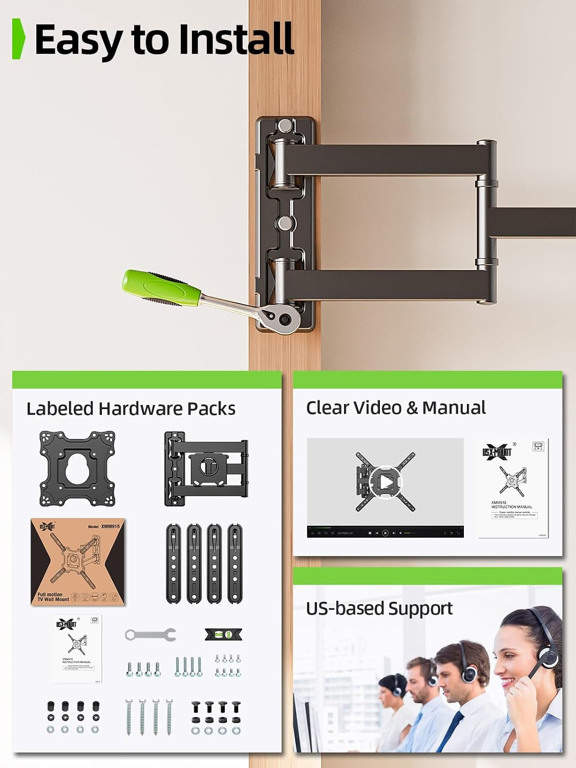 tv-wall-mount-for-most-26-60-inch-tvs-up-to-77-lbs-full-motion-wall-mount-tv-bracket-with-swivel-tilt-single-stud-design-for-corner-max-vesa-400x400mm-fit-most-32-40-42-43-50-55-60-tvs
