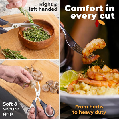 Kitchen Shears & Seafood Scissors Set - Lifetime Replace. Warranty* |  Heavy Duty Utility Stainless Steel All Purpose Ultra Sharp Scissors for Meat, Poultry, Food & Cooking - Dishwasher Safe7