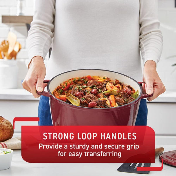 Cast Iron Enameled Dutch Oven 6 Quart Induction Oven Broiler Safe 500F Pots and Pans, Cookware Red6