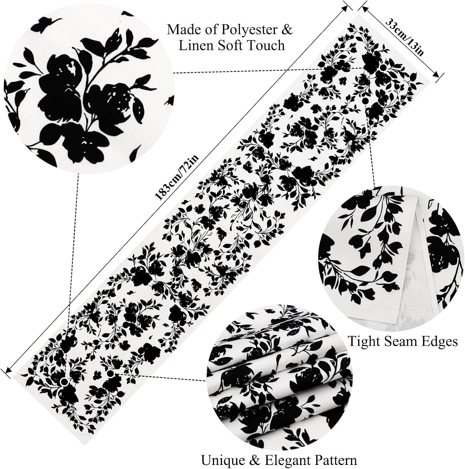 black-rose-floral-table-runner-black-and-white-table-runners-13x72-inch