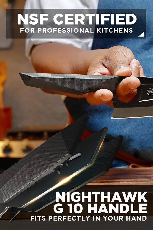 Venator Chef Knife - 7 Inch - Shadow Black Series - Razor Sharp Kitchen Knife - Black Titanium Nitride Coated - High Carbon - 7CR17MOV-X Vacuum Treated Steel - Sheath - NSF Certified5