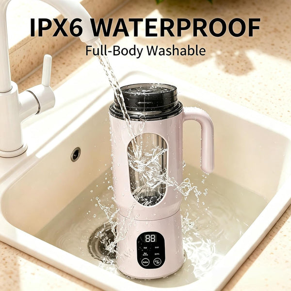 580Ml Portable Personal Smoothie Blender with 12 Serrated Blades, USB-C Rechargeable IPX6 Waterproof Small Mini Blender, Fruit Mixer with Self-Cleaning, for Kitchen, Gym, Office, Camping Travel5