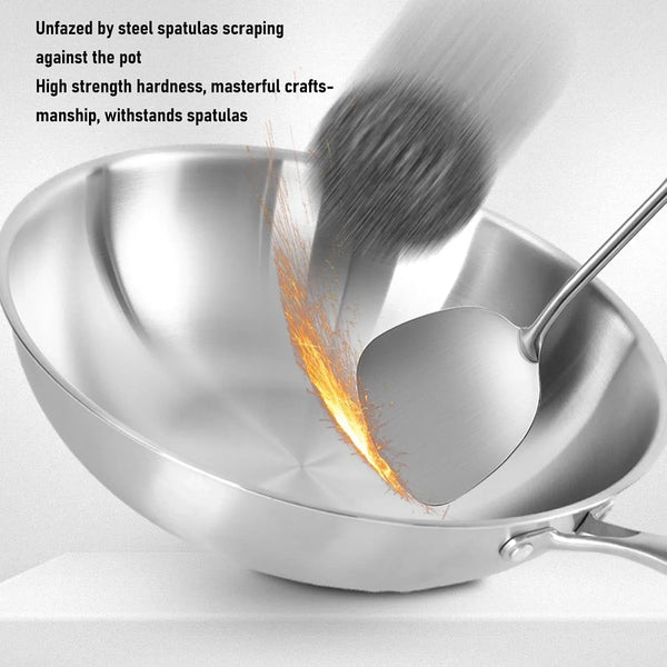 14 Inch Stainless Steel Wok, Cookware Stir Fry Pan with 304 Food Grade Stainless Steel and Aluminum Core for Induction Gas Electric Stoves (34CM)7