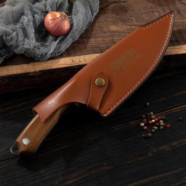 Seido Senjutsu 7 Inch Butcher Knife, 440C Steel, Walnut Handle7