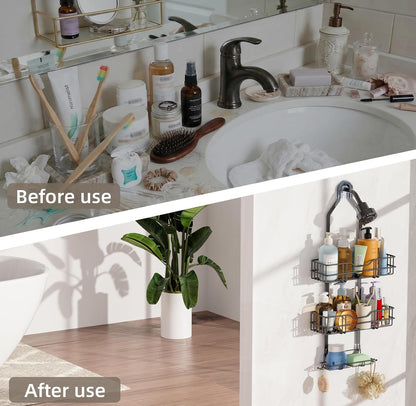 Over the Shower Head Caddy, 3-Tier Hanging Shower Shelves Rustproof, Shower Storage Organizer with Hooks and Soap Holder, No Drilling Bathroom Shower Rack, Black7