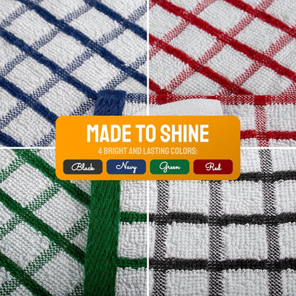 Premium Dish Towels for Kitchen, 8 Pack, 16X26 - 100% Cotton Kitchen Towels with Hanging Loop, Ultra Absorbent and Thick 410 GSM, Multicolor6