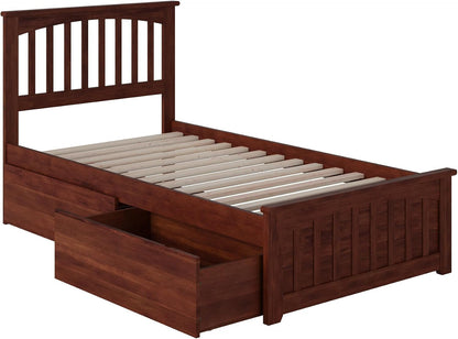 , Mission Twin Storage Platform Bed with Matching Footboard, Walnut4