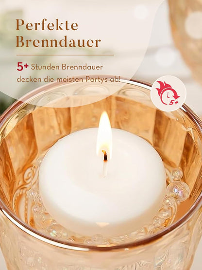 2 Inch White Floating Candles, 5-6 Hours Burns 24 Pack Candles Set4