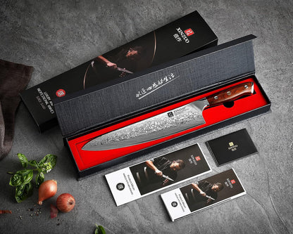 10 Inch Damascus Chef Knife Kitchen Knife Sharp Gyuto Knife Stainless Steel Fashion Professional Chef'S Knife with Rosewood Handle9