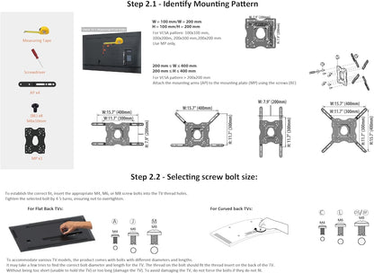 Full Motion Articulating TV Wall Mount, with Swivel and Tilt, for 26" to 55" Tvs and Flat Panels up to 80 Lbs, VESA Compatible, Single Stud, Black8